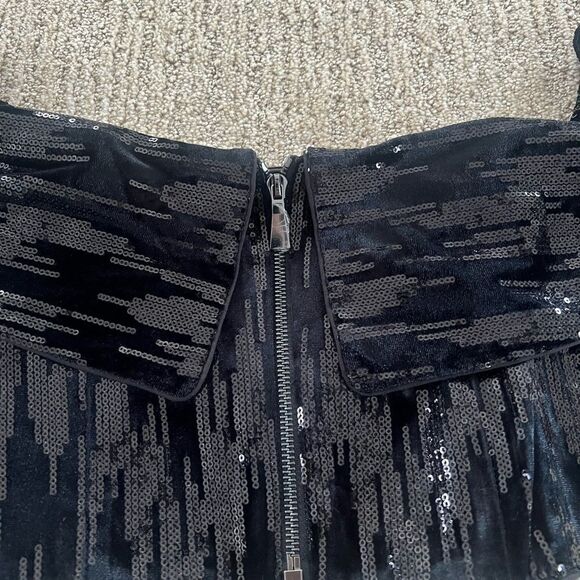 JAYGODFREY Black Sequence Off The Shoulder Crop Top - Picture 7 of 10